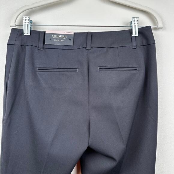 NEW Ann Taylor Trouser Pants Modern Slim Leg Dark Gray 2P Petite Office Classic - Picture 5 of 9